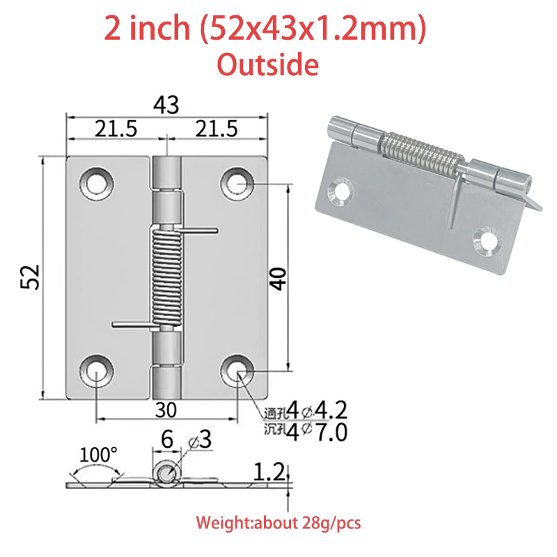 Extérieur-2.0 inch (épaisseur 1.2mm)
