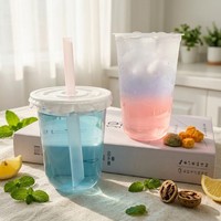 Offre Spéciale – Gobelets à Boba en Plastique Jetables en Forme de U, 16oz et 22oz, Personnalisables avec Logo, Transparents, pour Boissons à Emporter