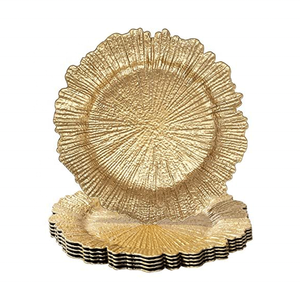Wholesale Luxury Gold Reef Charger Plates Acrylic Round Plastic Charger Plates Dinner Gold Charger Plates