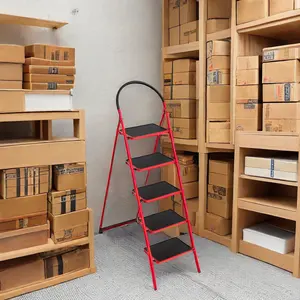 Fabriek Directe Verkoop Huishouden 4 Step Ladder Indoor Gebruikte Binnenlandse Opvouwbare Opstap Stalen Ladder Met Anti Slip Mat