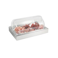 Support en acier inoxydable présentoir pour aliments comptoir ensemble buffet pleine grandeur avec couvercle pour ustensiles de cuisson en plastique transparent avec casserole