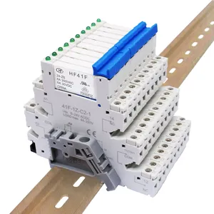 HF41F PLC relés eletromagnéticos Utra-fino Slim com LED 6A 12v 5v 24v módulo de relé ferroviário din 24v e tomada