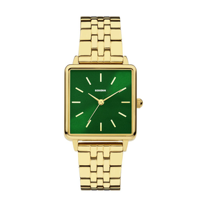 Montre de Luxe à Quartz pour Femme, Carrée 28.5*35.8mm, Plaqué Or 14K, Bracelet en Acier Inoxydable, Logo Personnalisé, Fournisseur ODM Chine - Product Image 5