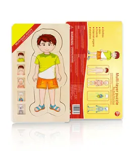 Mainan Puzzle Tubuh Manusia, Mainan Kayu Struktur Tubuh Manusia Anak Laki-laki dan Perempuan