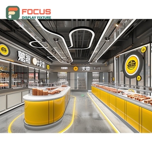 Vitrine d'angle moderne pour café avec étagère en verre, zone de présentation de produits à base de grains, en bois mat - Product Image 2