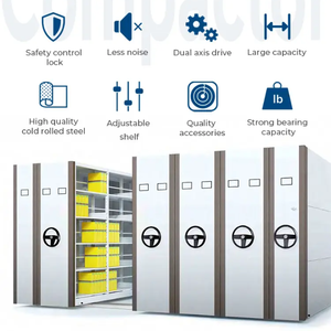 Estantes móviles de acero inteligentes compactos de diseño moderno, archivadores fáciles de operar para uso en hoteles escolares u hospitales - Product Image 6