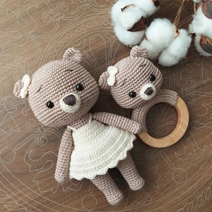 Amigurumi Super Cute Bear Sonajeros Seguro y cómodo Mango <span class=keywords><strong>de</strong></span> madera <span class=keywords><strong>de</strong></span> haya para bebés Regalos <span class=keywords><strong>de</strong></span> <span class=keywords><strong>ganchillo</strong></span> para bebés - Product Image 5