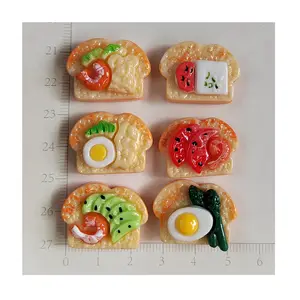20*25mm Toast mit Spiegelei Gemüse Garnelen Fleisch Miniatur Flatback Food Craft fit Handy hülle