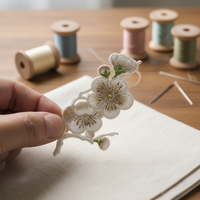 Vente en gros personnalisée de patchs brodés de fleurs de haute qualité et d'étiquettes brodées thermocollantes pour la décoration de vêtements