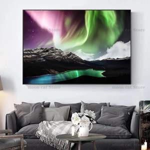 Iceland <span class=keywords><strong>aurora</strong></span> balis פוסטר בד ציור ציור צפון הקוטב אורות הטבע אמנות תמונות תפאורה הבית - Product Image 4