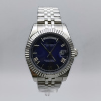 Montre avec mouvement Miyota 8285, montre bleue avec semaine et calendrier, matériau en acier inoxydable 904L, cadran à chiffres romains, montre pour homme