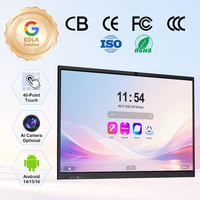 Tableau blanc interactif intelligent électronique 55/65/75/86 pouces 4K avec 20 points tactiles, caméra IA 48MP pour salles de classe et réunions (CB CE FCC)