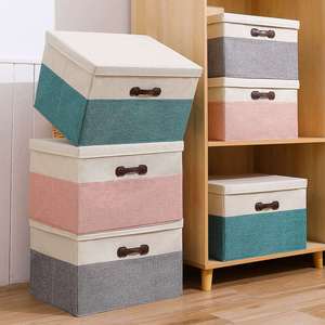 Extra <b>Large</b> Storage Baskets <b>Bins</b> with Lids Collapsible Fabric Cube Closet Organizer - Product Image 2