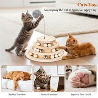 Jouet pour chat en bambou, classique et moderne, plateau tournant, écologique, puzzle, 3 niveaux, circuit de balles, exercice pour chatons d'intérieur