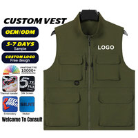 Gilet de pêche imperméable à séchage rapide avec logo personnalisé, multi-poches, pratique, gilet de travail en maille pour homme, pour l'extérieur