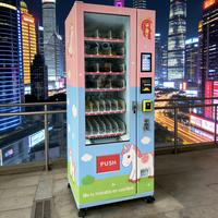 Distributeur automatique commercial anti-blocage de snacks et boissons avec système de livraison à double voie par ressort et rail