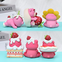 Offre Spéciale mignon dessin animé Anime modèle jouets 6 pièces ensemble fruits Style fraise ours PVC matériel pour les enfants
