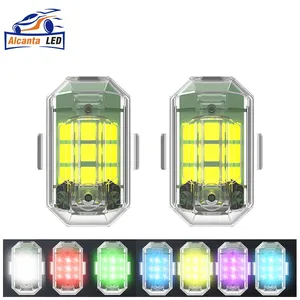 Luz de aviso led estroboscópica, controle remoto sem fio, 7 cores para carro, motocicleta, bicicleta, rc, drone, lâmpada indicadora de posição