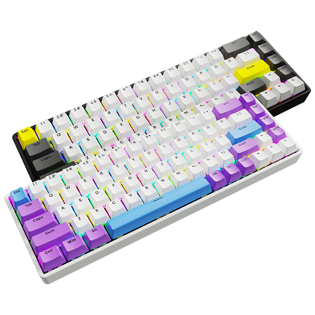 New 2025 Customized High-Value 68-Key PBT Material Gaming Mechanical Keyboard RGB Backlit USB Type-C Wireless Lightweight Red