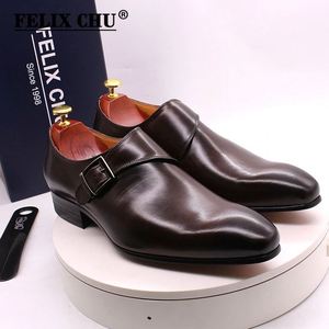 High-quality Handmade Genuine Leather Men's Pointed Toe Buckle Dress Shoes Oxford Loafers Cocktail Shoes Autumn Party Shoes - Product Image 3