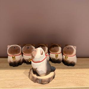 Figurine <span class=keywords><strong>de</strong></span> <span class=keywords><strong>chat</strong></span> <span class=keywords><strong>siamois</strong></span> en bois sculptée à la main, décoration mignonne pour bureau, ordinateur, table, artisanat créatif - Product Image 4