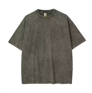 T-shirt décontracté pour homme, grande taille, coupe régulière, 100 % coton tricoté, imprimé numérique, effet vieilli, style streetwear - Product Image 5