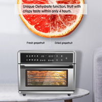 Horno Freidora de Aire Digital Eléctrico de 25 Litros de Acero Inoxidable con 10 Programas Preestablecidos, Horno Tostador Doméstico