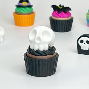 Ensemble de porte-clés Clicker Cupcake pour fête d'Halloween, jouet anti-stress à pression 3D imprimé en relief - Product Image 2