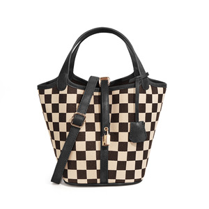 2026 Fashion Large Capacity Ladies Checkered Pattern Shoulder <strong>Handbags</strong> Vintage Checkerboard <strong>Bucket</strong> Tote <strong>Bag</strong> for Women - Product Image 6