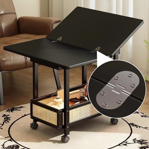 <b>Vintage</b> style movable coffee <b>table</b>, sofa <b>side</b> <b>table</b>, bedside <b>table</b>, folding trolley, living room storage shelf - Product Image 4