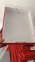 Boîte de présentation élégante avec couvercle transparent, grande, rouge, pour Noël, emballage alimentaire, gâteaux, desserts, friandises, fruits, plateaux de biscuits, pour banquets, fêtes, Aïd