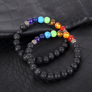 Bracelet en pierre de lave naturelle 7 chakras pour la méditation, artisanat en cristal, énergie de guérison, vente en gros 2026 - Product Image 5