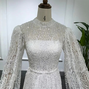 Elegante Vestido de Novia Sirena con Lentejuelas y Cuentas, Cuello Alto, Organza, Lsbh20 - Product Image 5