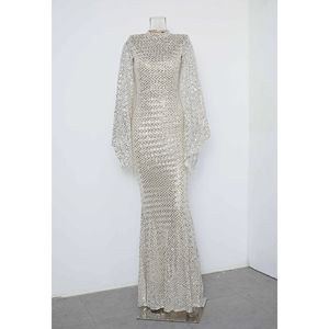 Robe de soirée moulante <span class=keywords><strong>Missord</strong></span> à sequins, manches fendues, ourlet sirène, pour femmes, blanche - Product Image 3