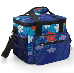 Sac à déjeuner isotherme Oxford personnalisé, imprimé à la demande, motifs Tribus Samoanes, Plage, Fleurs Polynésiennes, pour le camping - Product Image 6
