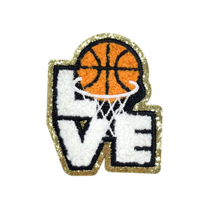 Accesorios de tela termoadhesivos DIY con bordado de toalla <span class=keywords><strong>Grite</strong></span> con borde dorado, con temática de béisbol, baloncesto y fútbol - Product Image 3
