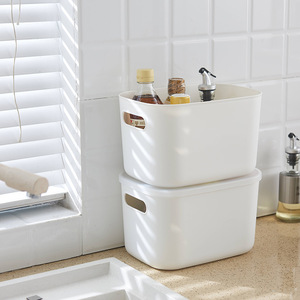 Desktop Storage Box Rectangle Solid Color Stackable With Lid Large Capacity For Stationery Food Storage - Product Image 3