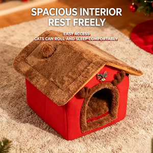 New Year's Christmas Cat <b>Nest</b> Kennel Removable Washable Pet <b>Nest</b> Christmas Cat House Semi-enclosed Warm Cat <b>Nest</b> - Product Image 6