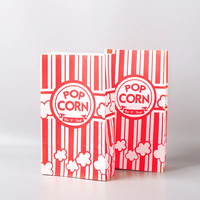Sacs à popcorn en papier kraft rayés rouge et blanc, biodégradables, écologiques, jetables et résistants à la graisse, pour soirées cinéma