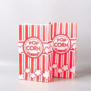 Sacs à popcorn en papier kraft rayés rouge et blanc, biodégradables, écologiques, jetables et résistants à la graisse, pour soirées cinéma - Product Image 2