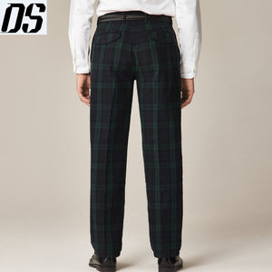 Pantalones y Trajes Personalizados para Hombre, Pantalón de Sarga Cepillada de Corte Recto en Negro, Verde y Tartán para Hombre - Product Image 4