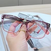 Vente chaude Vogue coloré dégradé carré lunettes Anti lumière bleue Prescription myopie optique TR90 CP Metalcore lunettes cadre