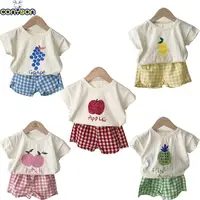 Conyson corea moda cotone estate bambini frutta tshirt pantaloncini quadrati 2 pezzi abito indossare bambino neonato set di abbigliamento per bambina