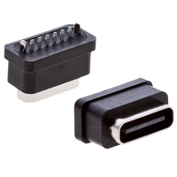 Prise femelle étanche Type-C 6 broches, connecteur vertical 2/4/6/12/16/24 broches, hauteur égale H=5.5/6.1/6.8/7.0mm, certifiée IPX7, en cuivre