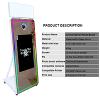 Machine Photobooth Portable avec Miroir, Écran Tactile 32 Pouces, Coque de Photobooth, Appareil Photo Reflex Numérique, Accessoires Photo Tapis Rouge pour Mariages et Événements
