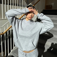 Pull-over ample de style américain décontracté, printemps automne, femme, amincissant, doublé en polaire, épaissi, à capuche, XS