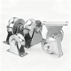 Rouleau de porte coulissante à gorge en V en acier inoxydable avec support, roulement double robuste, certifié CE, OEM disponible - Product Image 2