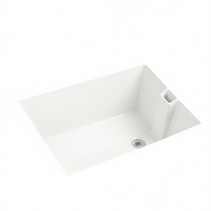 Fregadero de Cocina de Cerámica Blanca de un Solo Tazón, 23.6 x 18 Pulgadas, Diseño Rectangular Contemporáneo para Instalar Bajo Encimera - Product Image 1