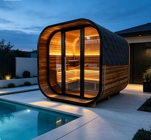 Cabine de sauna traditionnelle en épicéa carbonisé de luxe, grande capacité, chauffage TOULE et éclairage LED intérieur, stock local US - Product Image 6