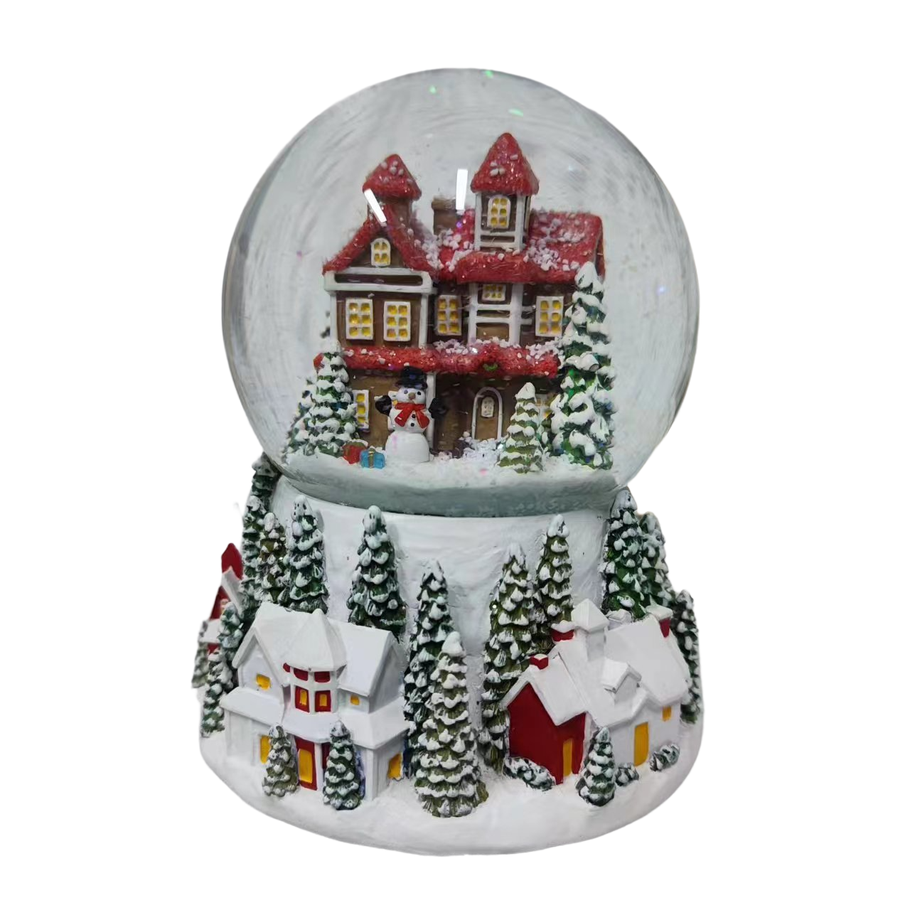 Hars Custom 110Mm Kerst Sneeuwbol Glas Custom Sneeuwbol Kerstdorp Huis Landschap Glas Sneeuwbal